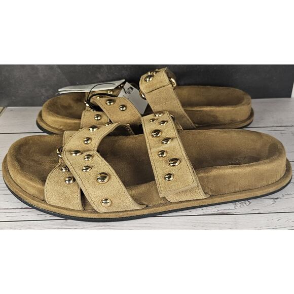 ZARA Studded Criss Cross Sandals Gold Tan Size 6 US New With Tags NWOT Womens - Picture 7 of 7